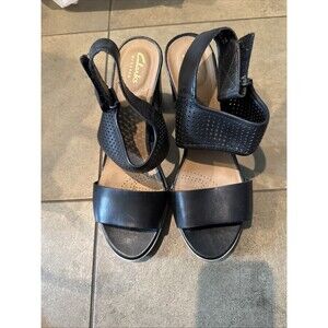 Clarks‎ Artisan Heels Womens 9 M Pastina Malory Slingback Heels Black & White